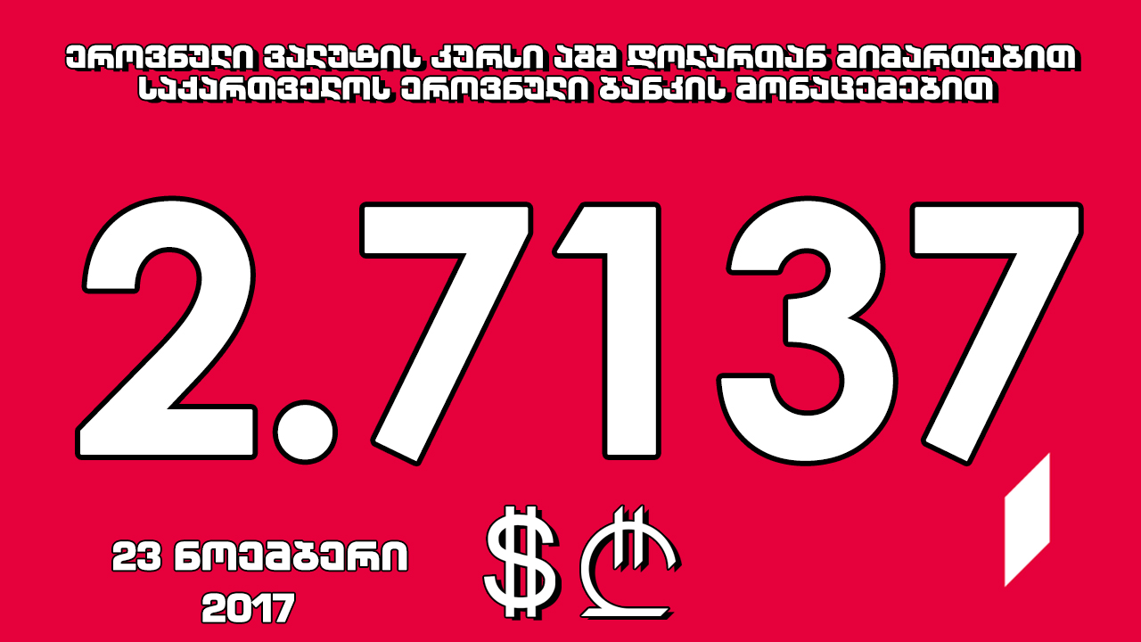 1 აშშ დოლარის ოფიციალური ღირებულება 2.7137 ლარი გახდა