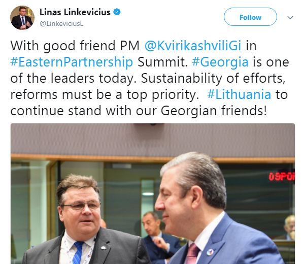 ლინას ლინკევიჩიუსი - კარგ მეგობართან, პრემიერ-მინისტრ კვირიკაშვილთან ერთად, საქართველო დღეს ერთ-ერთი ლიდერია