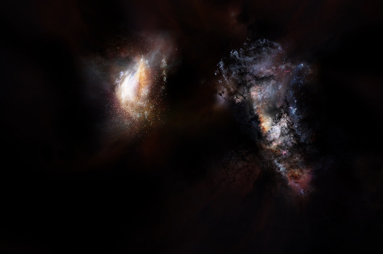 ბნელი მატერიის ვრცელ ოკეანეში, აღმოჩენილია ორი გიგანტური პირვანდელი გალაქტიკა