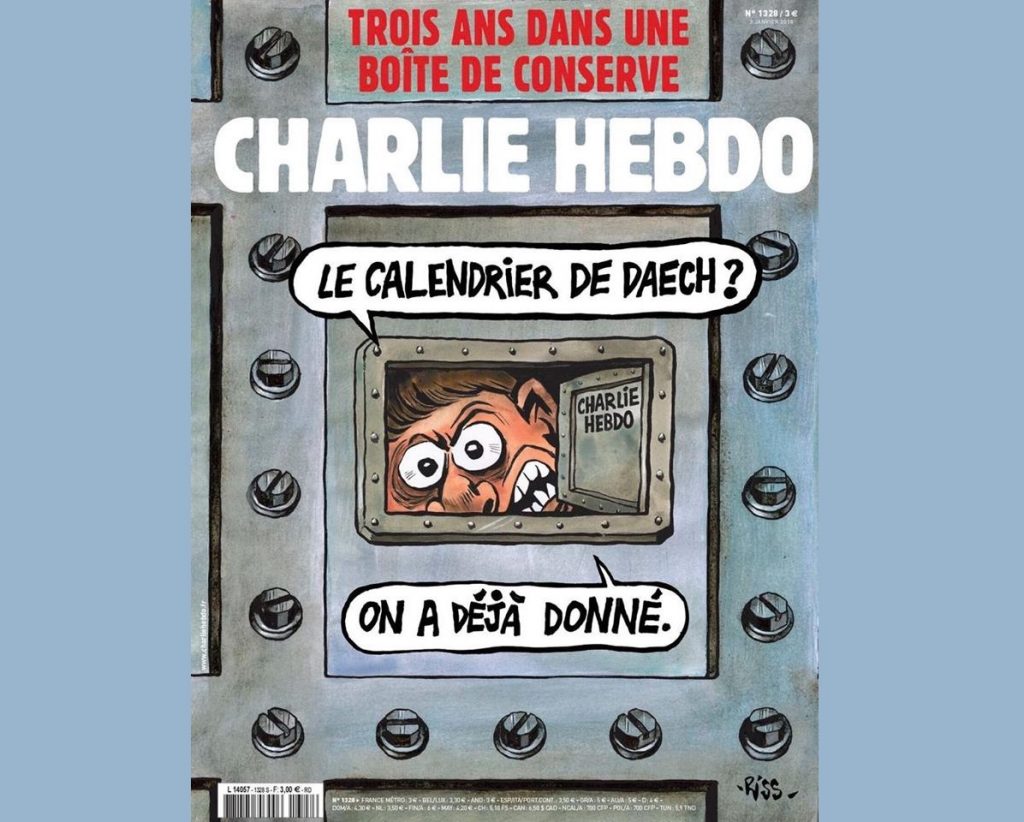 Charlie Hebdo-მ გაზეთის რედაქციაში დატრიალებული ტრაგედიის მესამე წლისთავისადმი მიძღვნილი ნომერი გამოუშვა