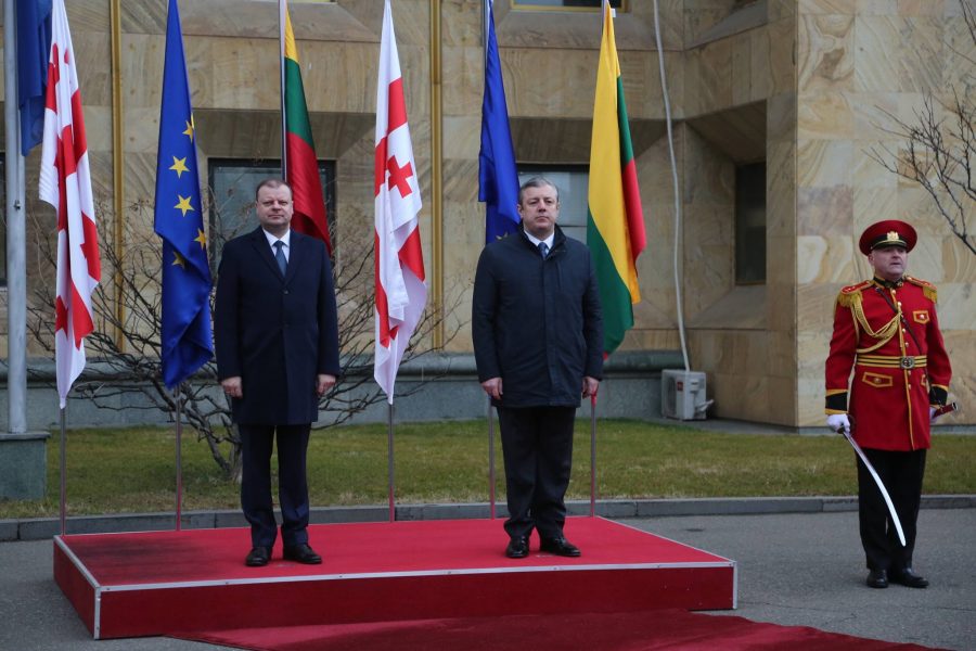 საქართველოს მთავრობის ადმინისტრაციაში ლიტვის პრემიერ-მინისტრის დახვედრის ოფიციალური ცერემონია გაიმართა