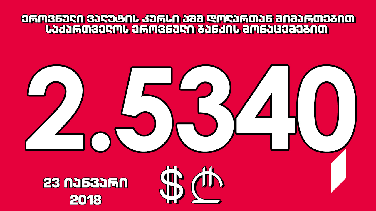 1 აშშ დოლარის ოფიციალური ღირებულება 2.5340 ლარი გახდა