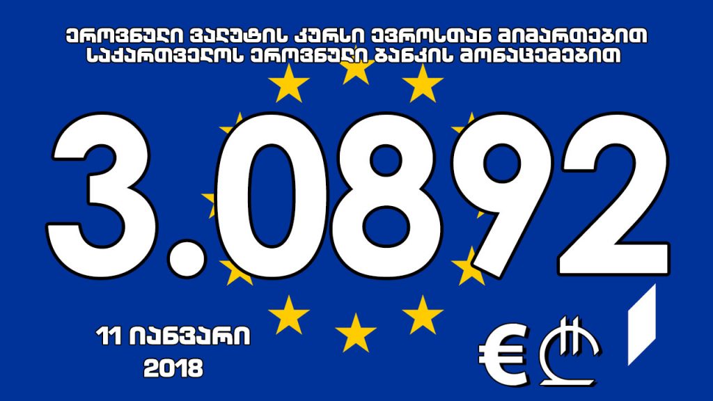 1 ევროს ოფიციალური ღირებულება 3.0892 ლარი გახდა