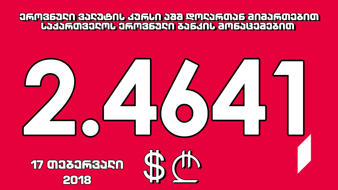 1 აშშ დოლარის ოფიციალური ღირებულება 2.4641 ლარი გახდა