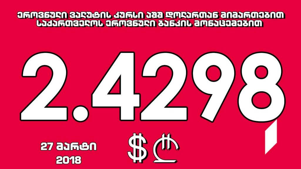 1 აშშ დოლარის ოფიციალური ღირებულება 2.4298 ლარი გახდა