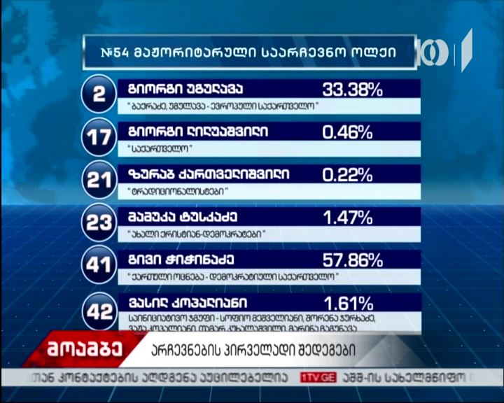 პარლამენტის შუალედური არჩევნების წინასწარი შედეგები