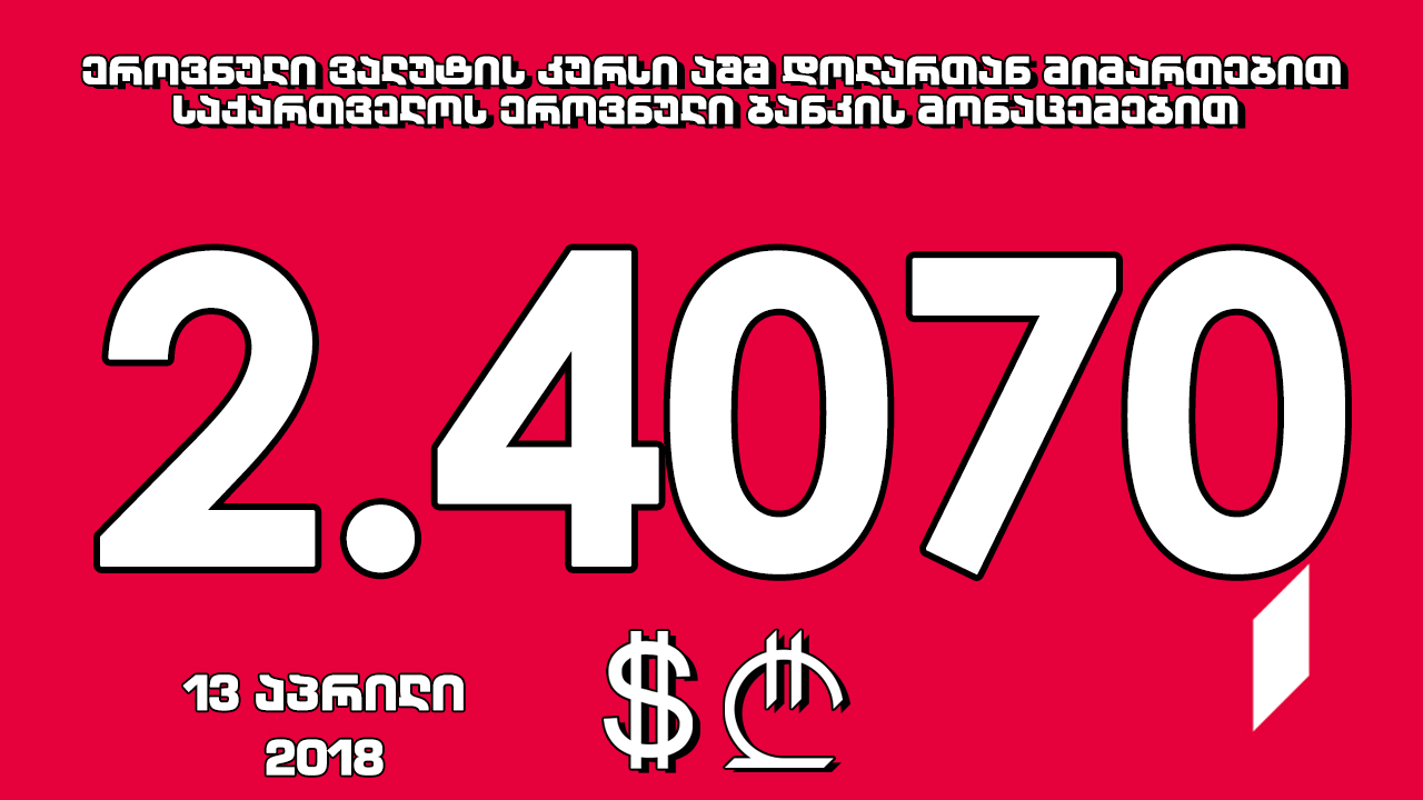 1 აშშ დოლარის ოფიციალური ღირებულება 2.4070 ლარი გახდა
