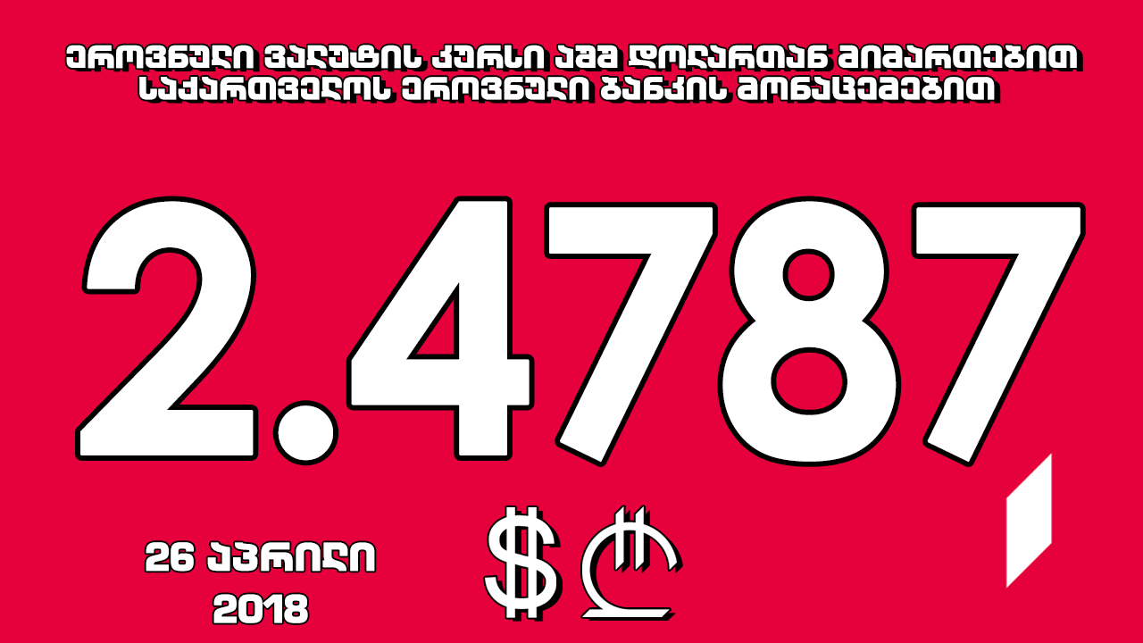1 აშშ დოლარის ოფიციალური ღირებულება 2.4787 ლარი გახდა
