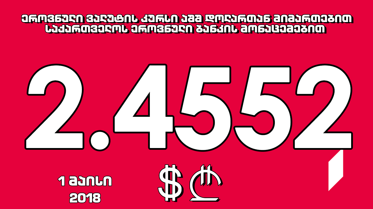 1 აშშ დოლარის ოფიციალური ღირებულება 2.4552 ლარი გახდა