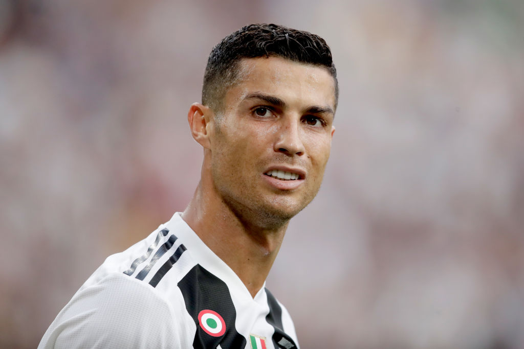 TURIN, ITALY - AUGUST 25: Cristiano Ronaldo of Juventus during the Italian Serie A   match between Juventus v Lazio at the Allianz Stadium on August 25, 2018 in Turin Italy (Photo by Laurens Lindhout/Soccrates/Getty Images)