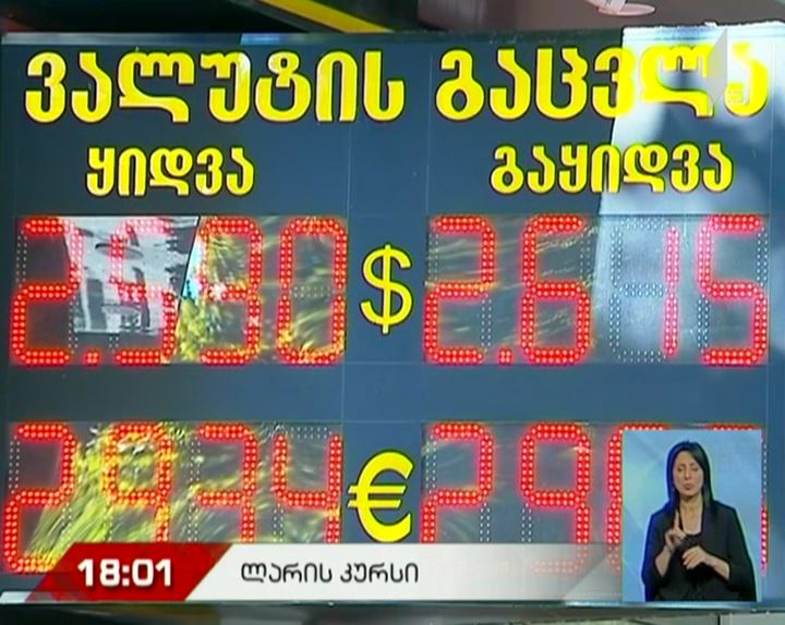 აშშ დოლარის ოფიციალური კურსი 2.5694 ლარია