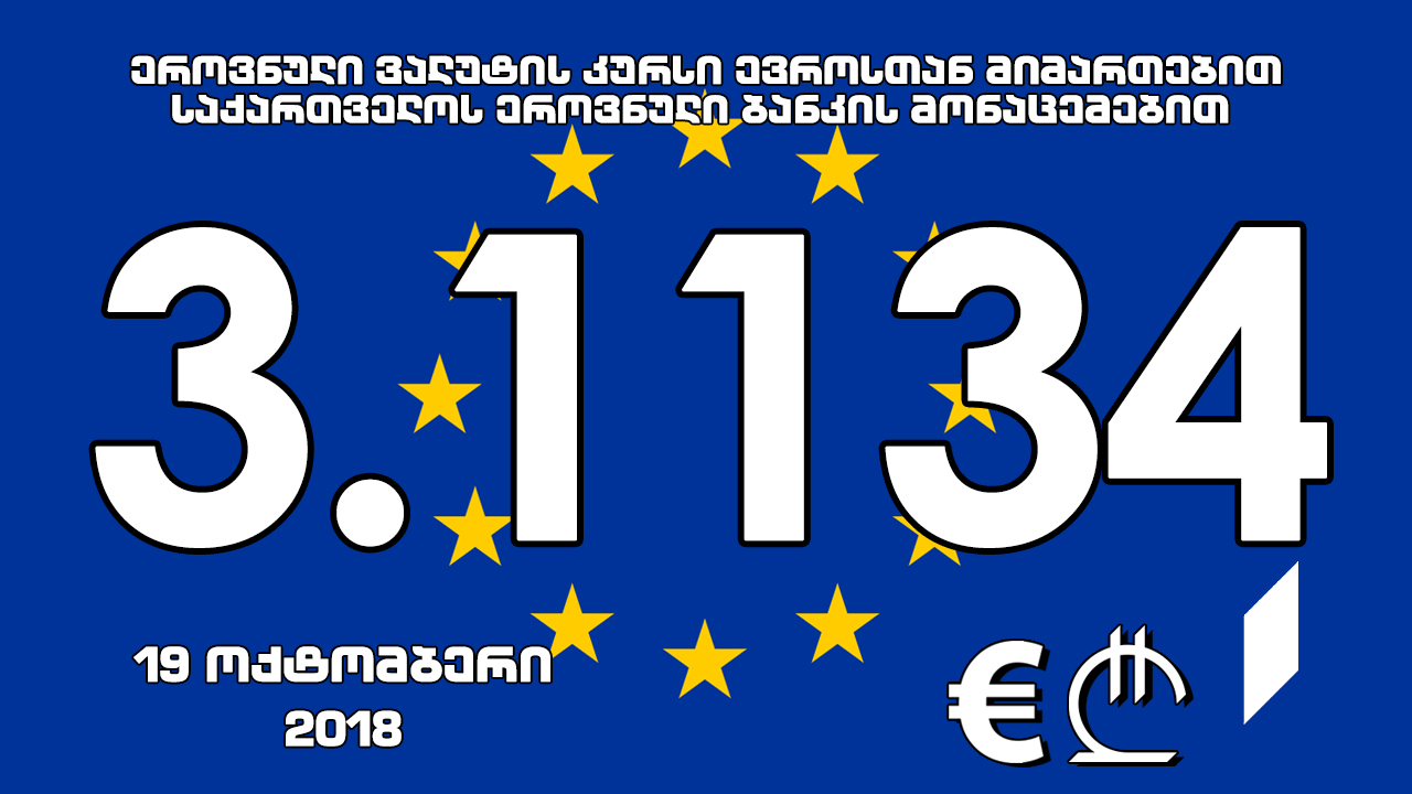 1 ევროს ოფიციალური ღირებულება 3.1134 ლარი გახდა