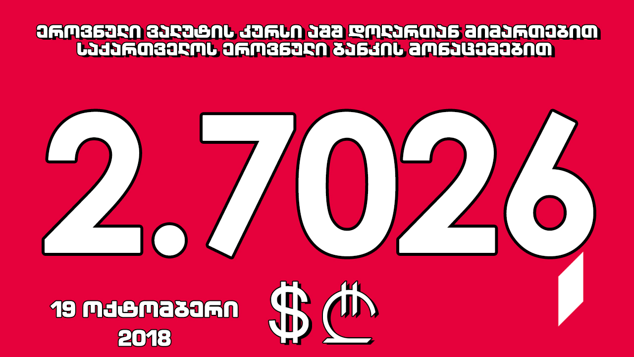 1 აშშ დოლარის ოფიციალური ღირებულება 2.7026 ლარი გახდა