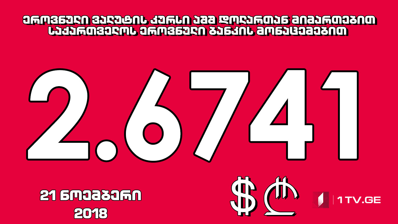 1 აშშ დოლარის ოფიციალური ღირებულება 2.6741 ლარი გახდა