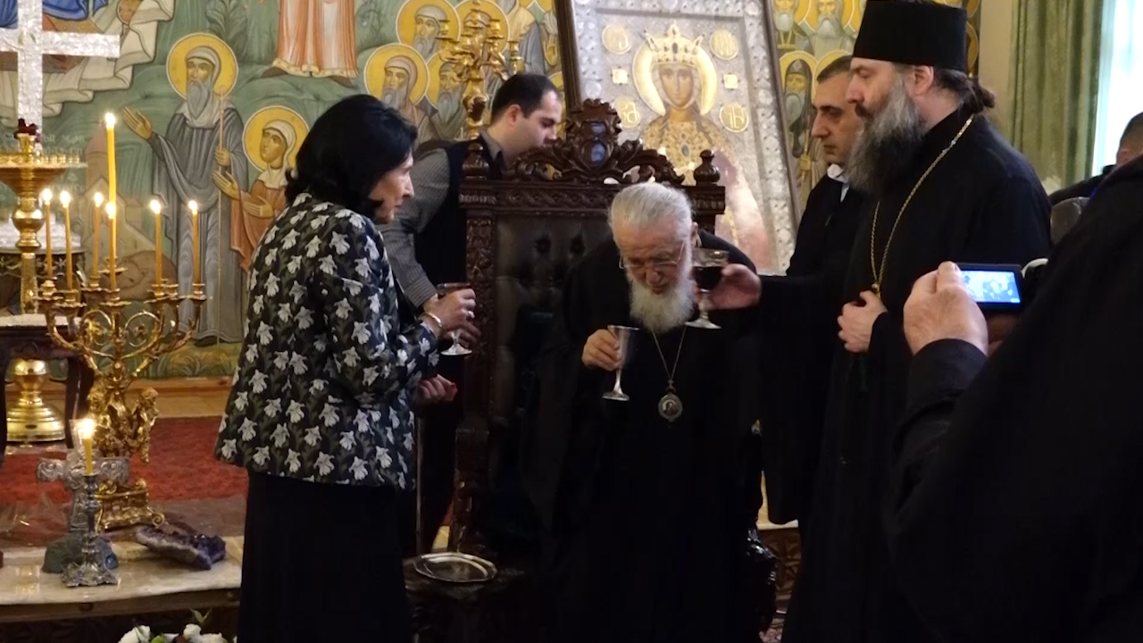 ილია მეორისა და სალომე ზურაბიშვილის შეხვედრის ვიდეოკადრები