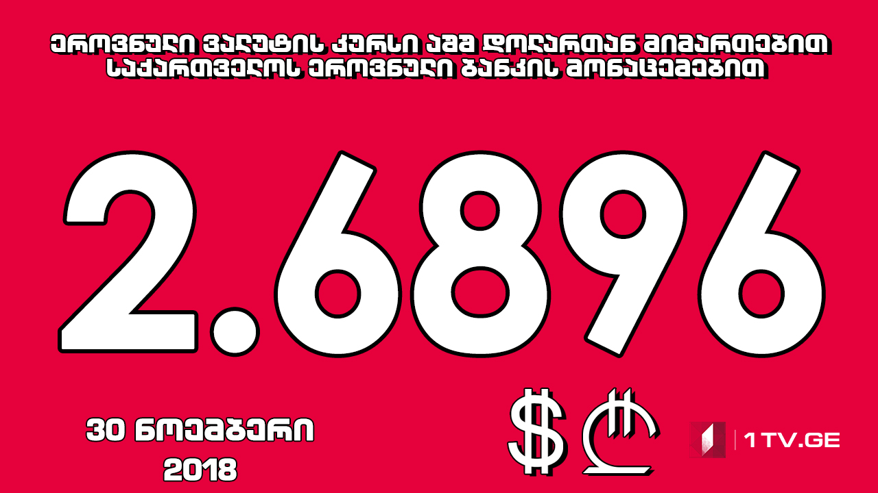 1 აშშ დოლარის ოფიციალური ღირებულება 2.6896 ლარი გახდა