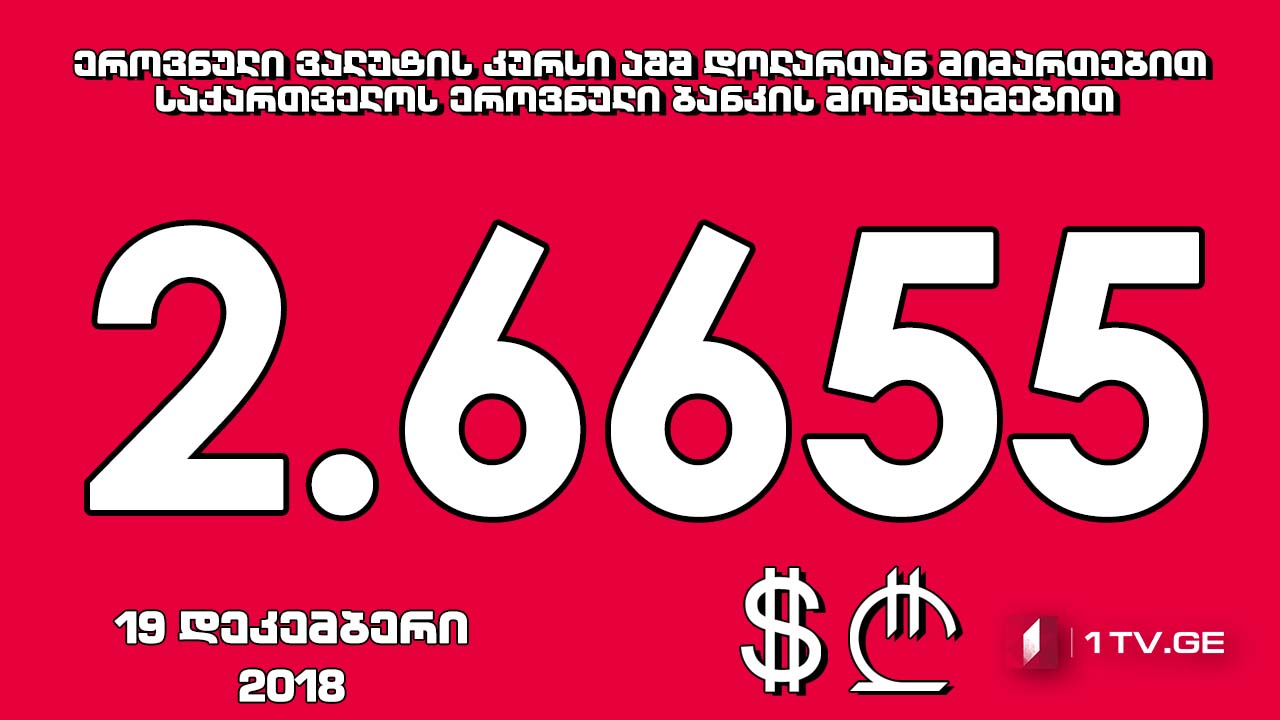 1 აშშ დოლარის ოფიციალური ღირებულება 2.6655 ლარი გახდა