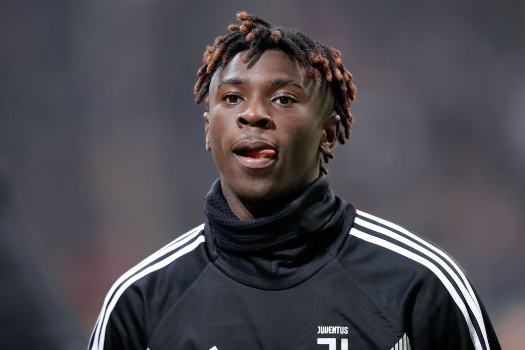 MILAN, ITALY - NOVEMBER 11: Moise Kean of Juventus  during the Italian Serie A   match between AC Milan v Juventus at the San Siro on November 11, 2018 in Milan Italy (Photo by Jeroen Meuwsen/Soccrates/Getty Images)
