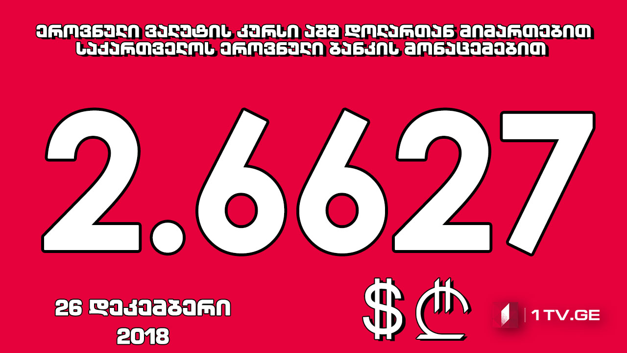 1 აშშ დოლარის ოფიციალური ღირებულება 2.6627 ლარი გახდა
