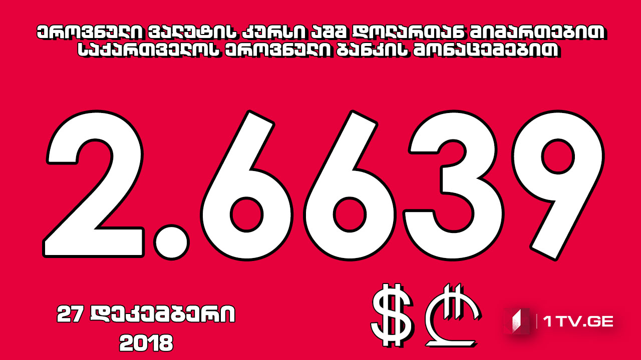 1 აშშ დოლარის ოფიციალური ღირებულება 2.6639 ლარი გახდა