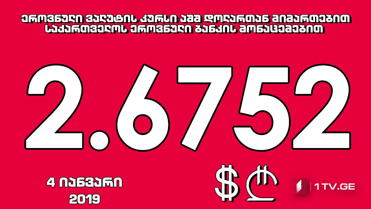1 აშშ დოლარის ოფიციალური ღირებულება 2.6752 ლარი გახდა