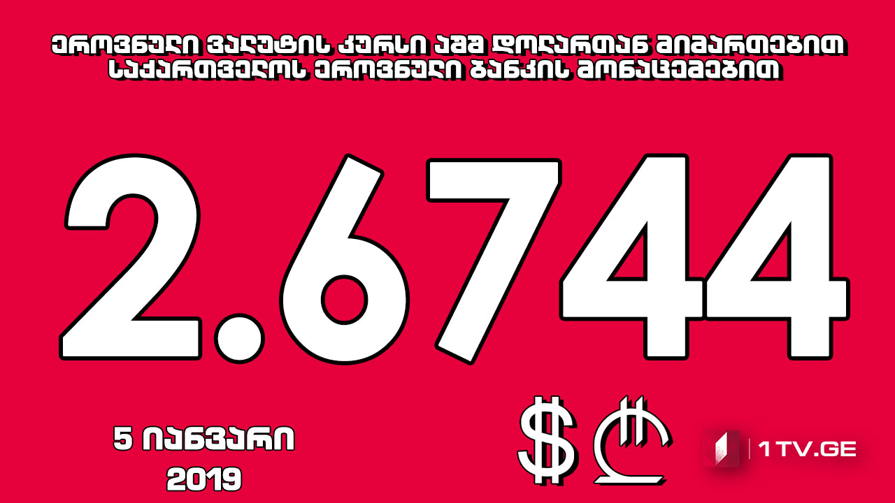 1 აშშ დოლარის ოფიციალური ღირებულება 2.6744 ლარი გახდა