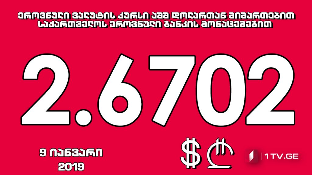 1 აშშ დოლარის ოფიციალური ღირებულება 2.6702 ლარი გახდა