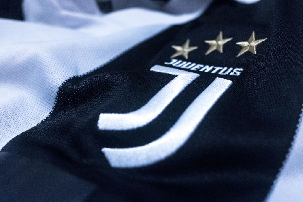 The new Juventus logo is shown on the 2018/2019 season t-shirt of the new purchase Cristiano Ronaldo. Thanks to his purchase, sales of Juventus t-shirts have doubled, on January 2019 (Photo by Mairo Cinquetti/NurPhoto via Getty Images)