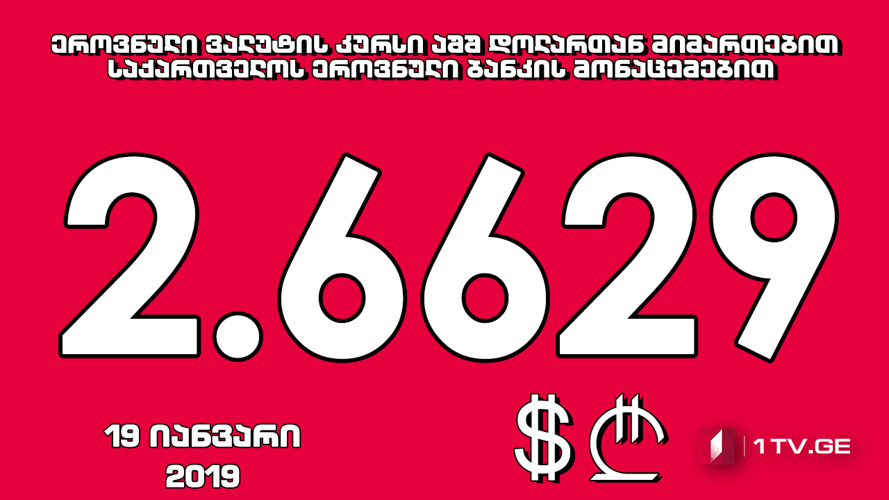 1 აშშ დოლარის ოფიციალური ღირებულება 2.6629 ლარი გახდა
