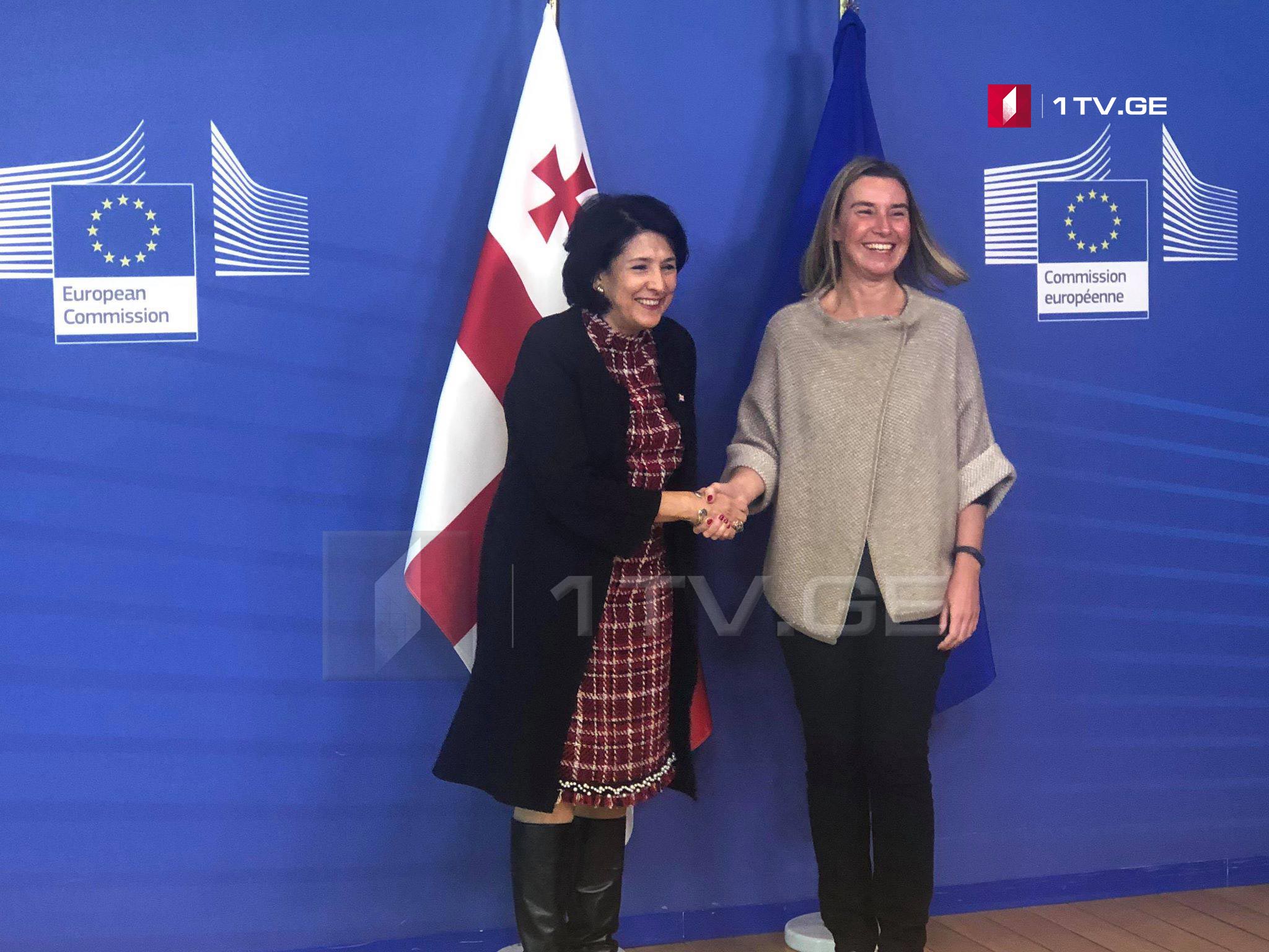 სალომე ზურაბიშვილი ფედერიკა მოგერინის ხვდება [ვიდეო]