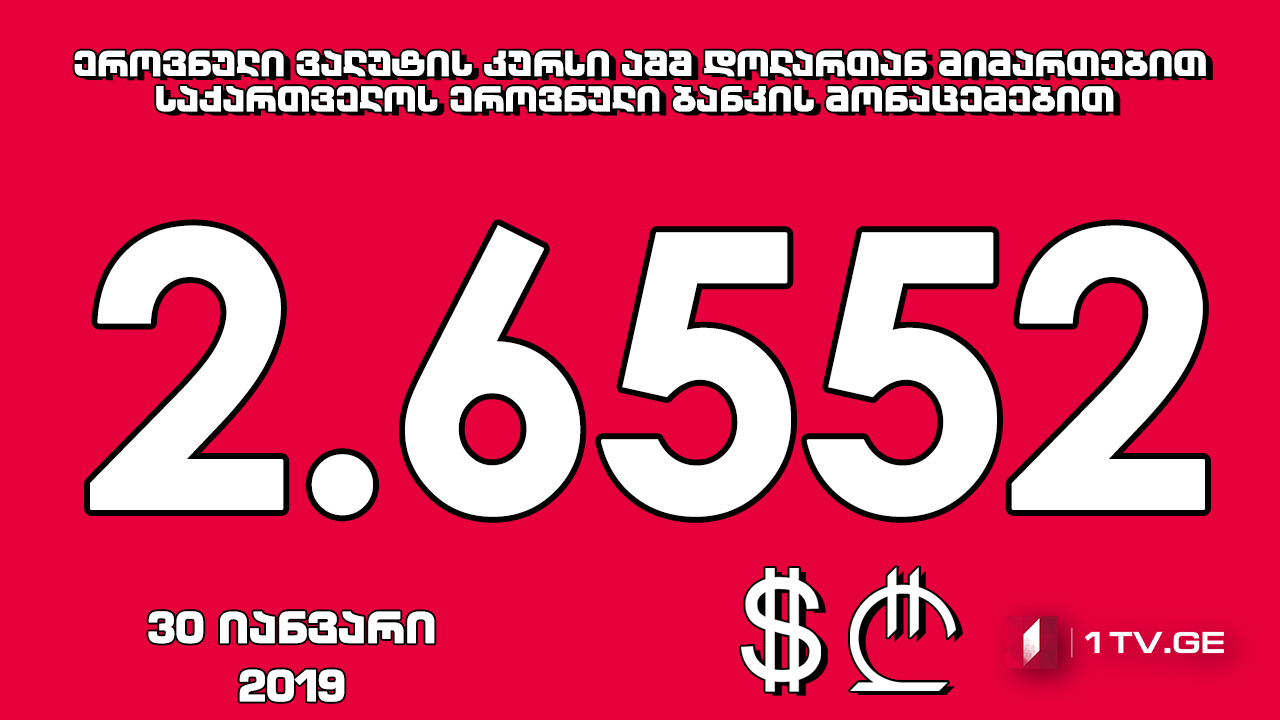 1 აშშ დოლარის ოფიციალური ღირებულება 2.6552 ლარი გახდა
