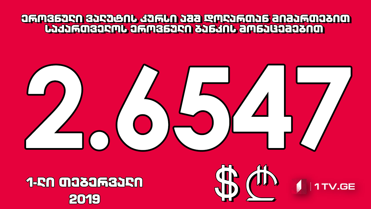 1 აშშ დოლარის ოფიციალური ღირებულება 2.6547 ლარი გახდა