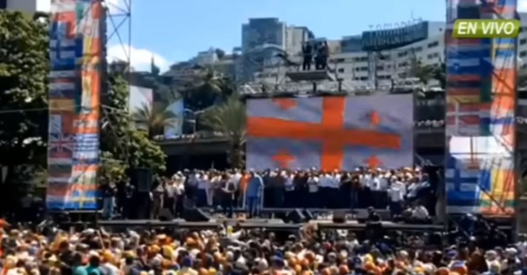 ვენესუელაში ხუან გუაიდოს მხარდამჭერთა აქციაზე საქართველოს დროშა გამოჩნდა [ვიდეო]