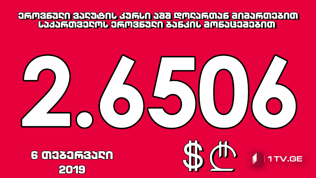 1 აშშ დოლარის ოფიციალური ღირებულება 2.6506 ლარი გახდა