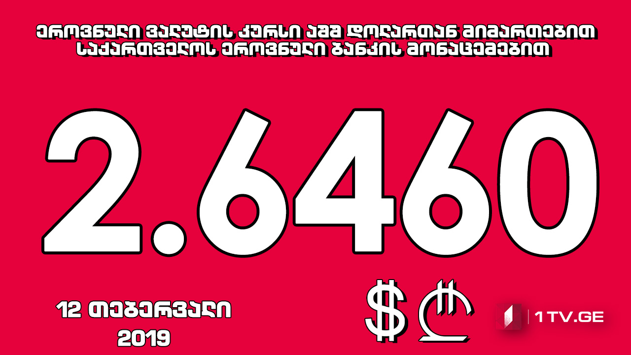 1 აშშ დოლარის ოფიციალური ღირებულება 2.6460 ლარი გახდა