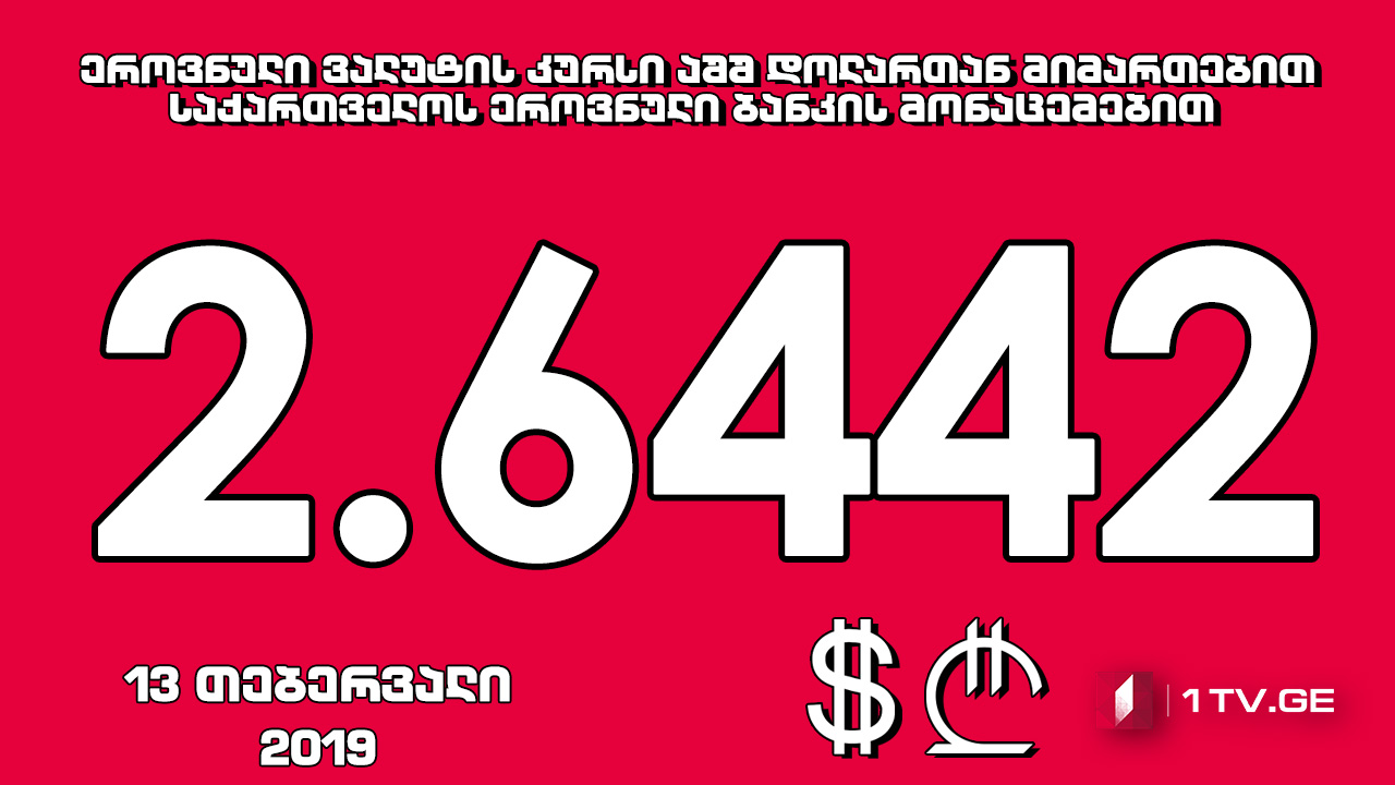 1 აშშ დოლარის ოფიციალური ღირებულება 2.6442 ლარი გახდა