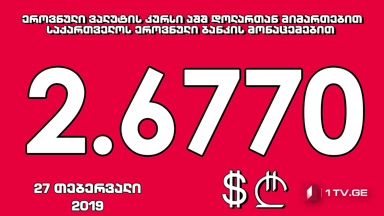 1 აშშ დოლარის ოფიციალური ღირებულება 2.6770 ლარი გახდა