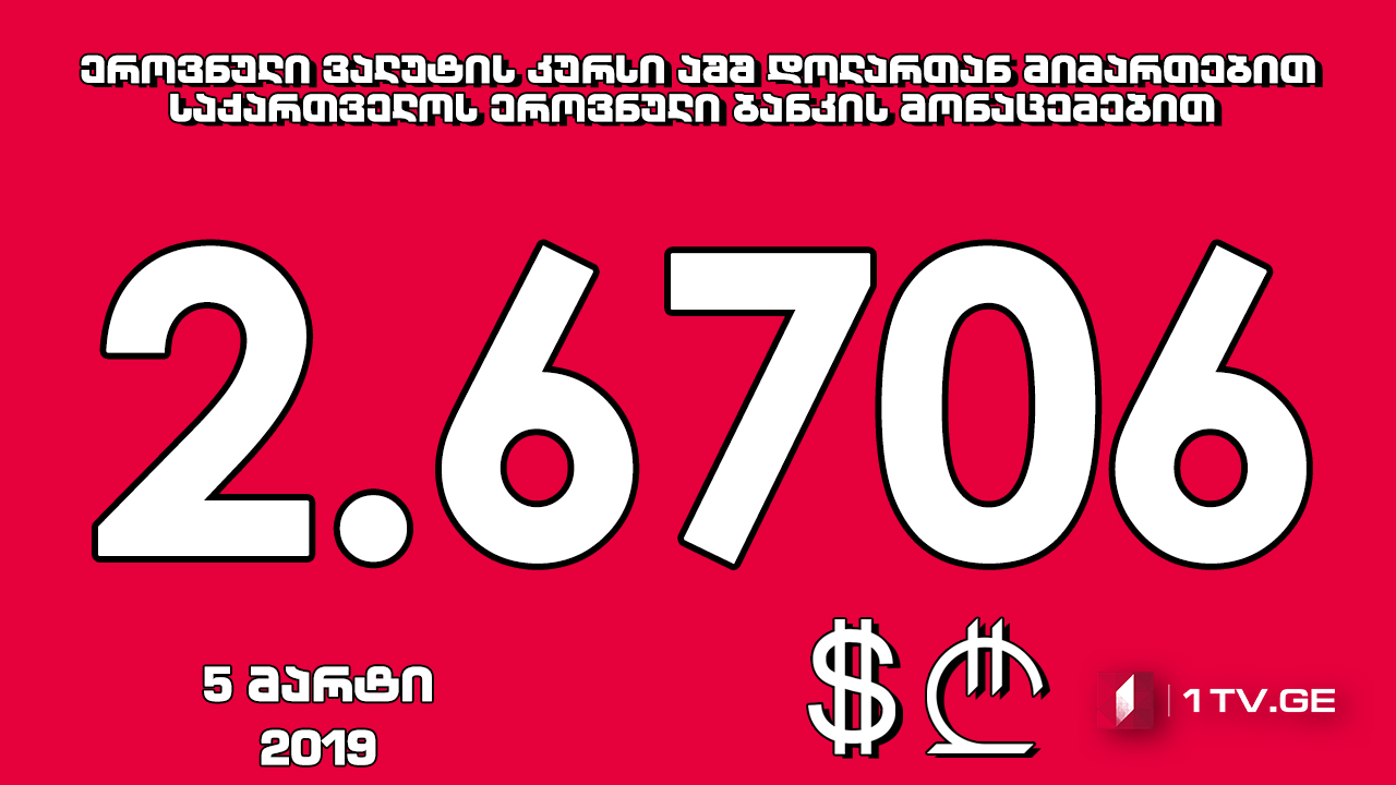 1 აშშ დოლარის ოფიციალური ღირებულება 2.6706 ლარი გახდა