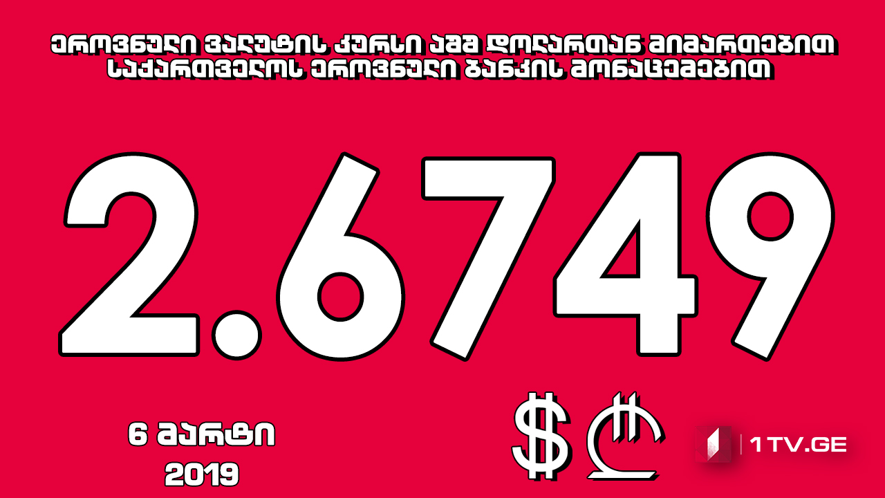 1 აშშ დოლარის ოფიციალური ღირებულება 2.6749 ლარი გახდა