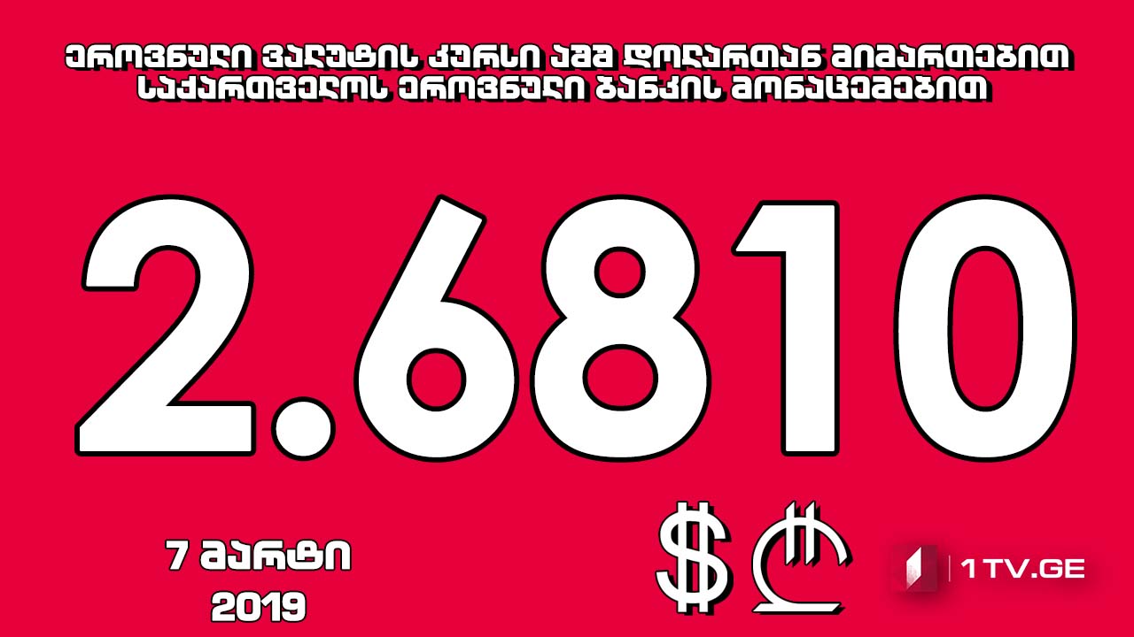 1 აშშ დოლარის ოფიციალური ღირებულება 2.6810 ლარი გახდა
