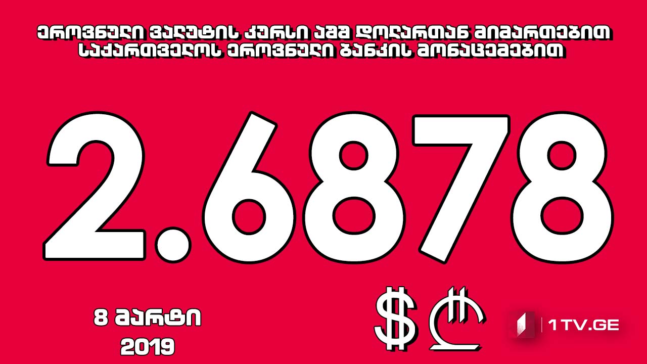 1 აშშ დოლარის ოფიციალური ღირებულება 2.6878 ლარი გახდა