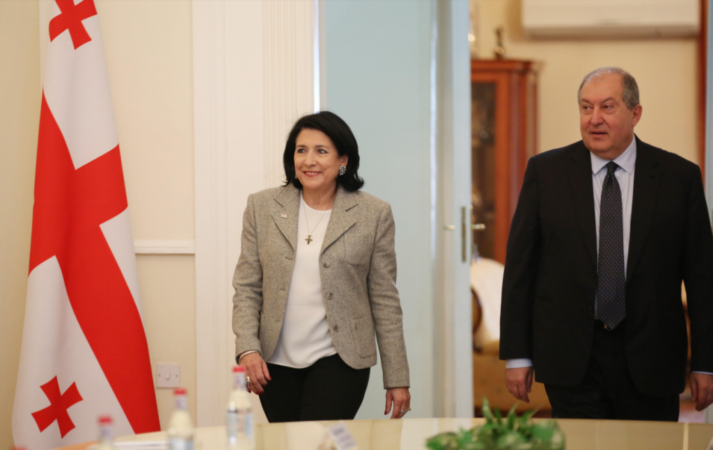 სალომე ზურაბიშვილმა სომხეთის პრეზიდენტთან შეხვედრისას საქართველო - სომხეთის სახელმწიფო საზღვრის დელიმიტაციის გააქტიურების საკითხი დასვა