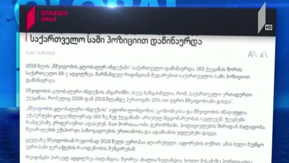 2019 წლის „მშვიდობის გლობალური ინდექსი“