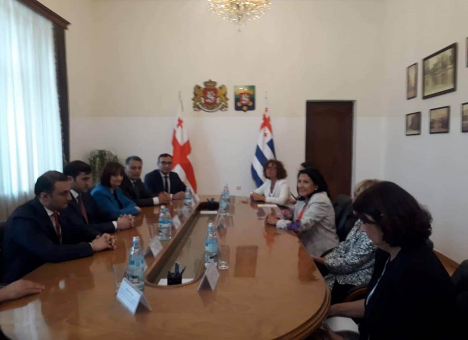 სალომე ზურაბიშვილი თორნიკე რიჟვაძესთან შეხვედრას მართავს