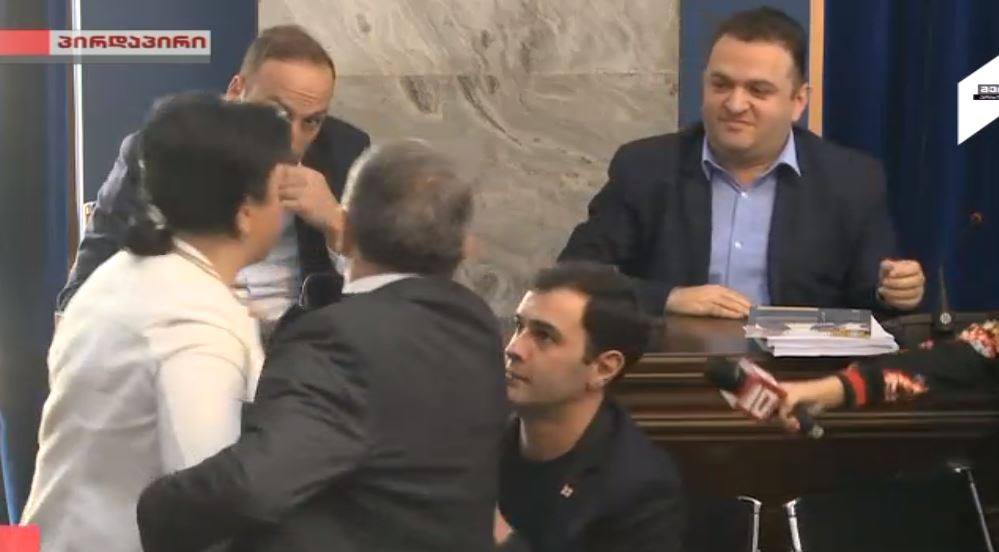 იურიდიულ საკითხთა კომიტეტის სხდომაზე ეკა ბესელიამ ვანო ზარდიაშვილს დაარტყა [ვიდეო]