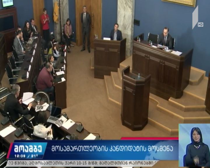 პარლამენტში ლევან მიქაბერიძეს უსმენენ