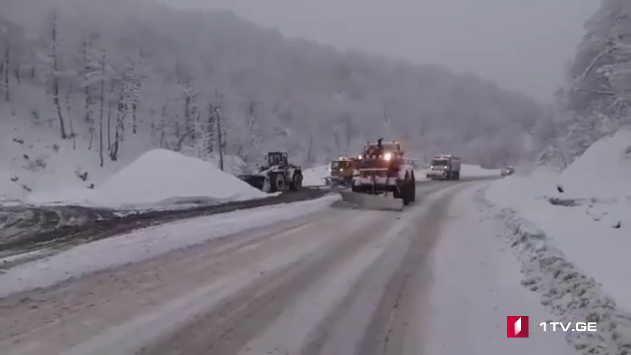 რიკოთის უღელტეხილზე თოვლის გამო მისაბმელიანი და ნახევრად მისაბმელიანი ავტოტრანსპორტის გადაადგილება შეზღუდულია [ვიდეო]