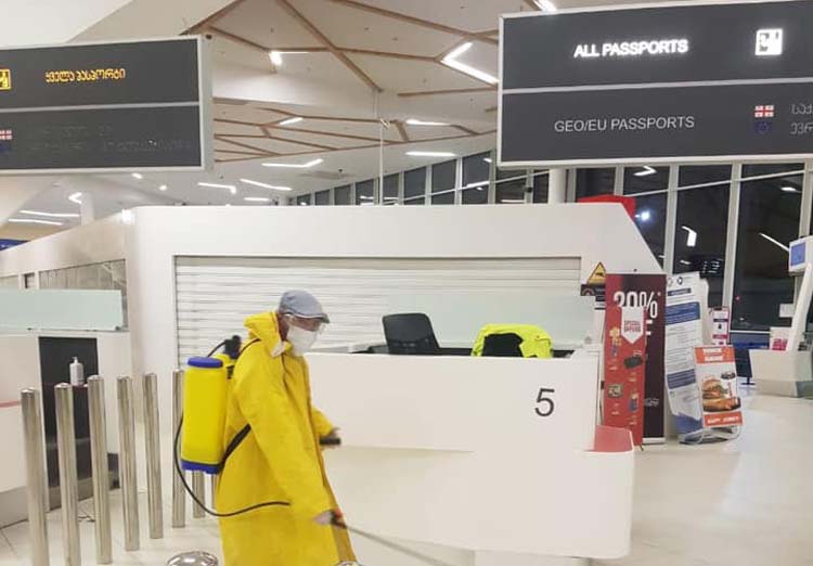 Kutaisi Aeroportunda dezinfeksiya işləri həyata keçirilir