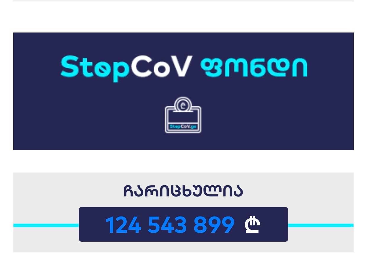 StopCoV ფონდში ჩარიცხული თანხა 23 793 096 ლარიდან 124 543 899 ლარამდე გაიზარდა