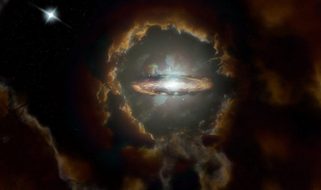 აღმოჩენილია ადრეული სამყაროს უცნაური ფორმის გალაქტიკა, რომელიც გალაქტიკების შესახებ არსებულ წარმოდგენას ცვლის